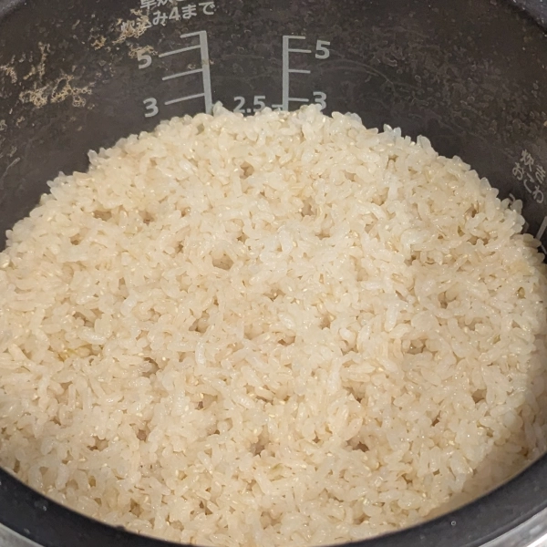 小さじ1杯の『菊芋粉末・極』を混ぜて炊いたご飯